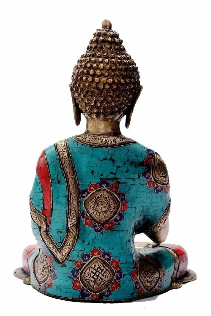Brass Buddha Statue 14" Inches back View