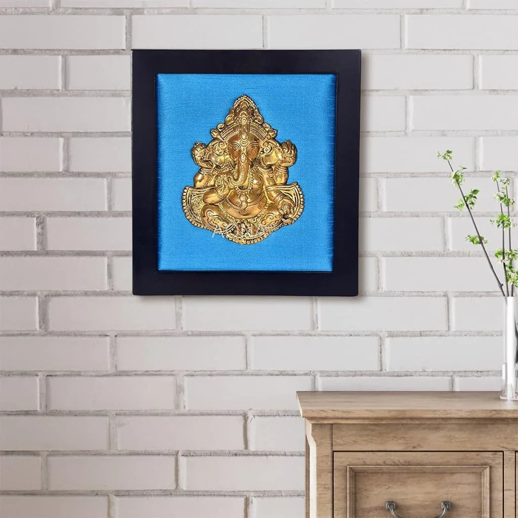 Brass Ganesha in Wooden Frame