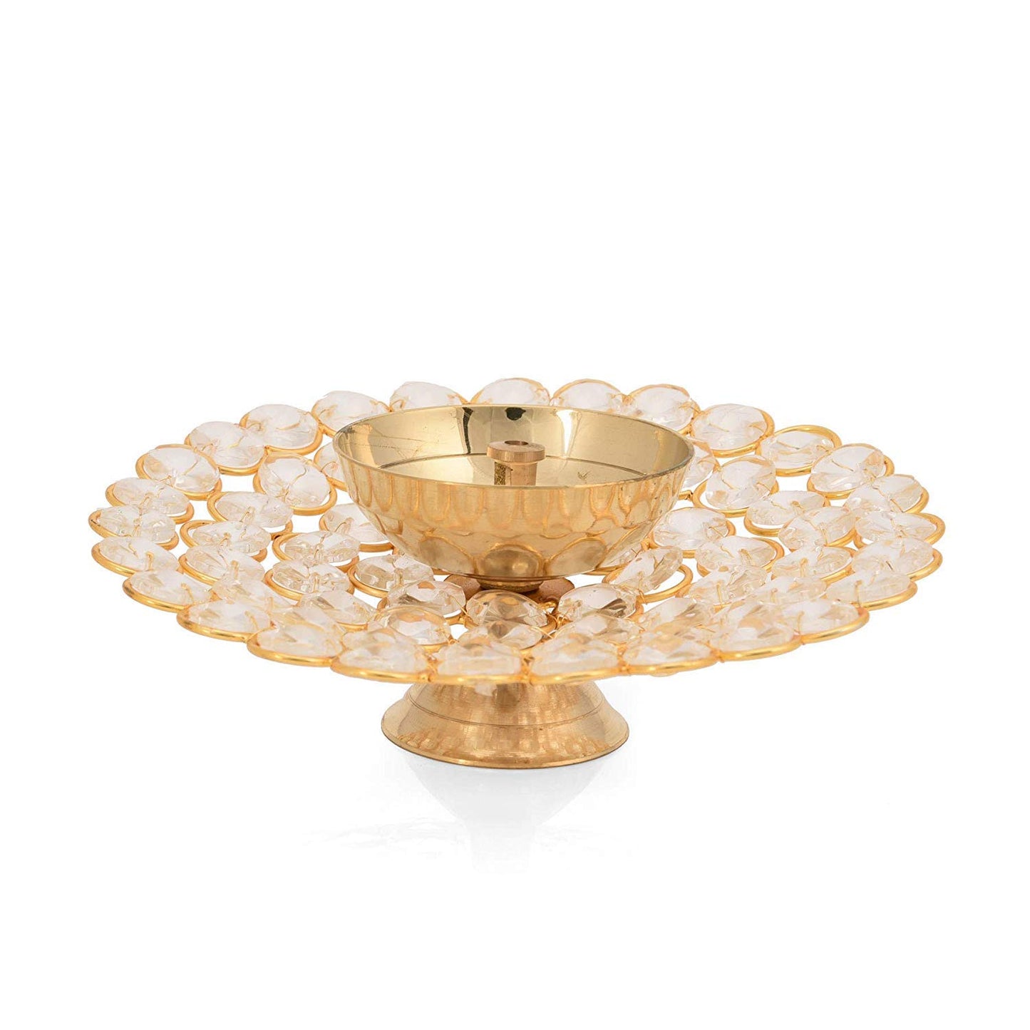 Brass Crystal Akhand Diya Brass Oil Pooja Lamp