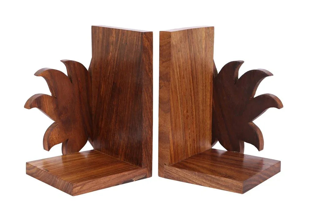 Handcarved Kamal Design Bookend In Sheesham Wood