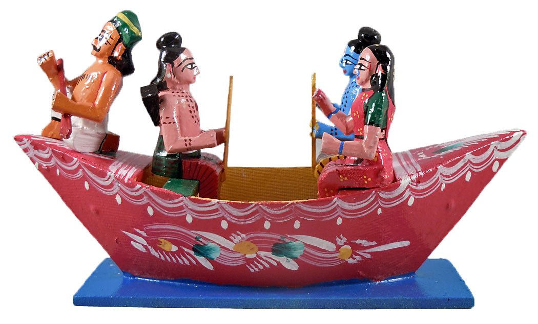 Kondapalli Rama, Sita and Lakshmana on Boat Showpiece