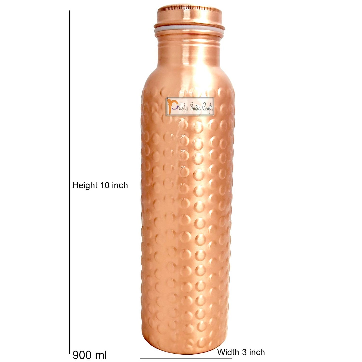 Pure Copper Water Bottle 900 ML – Hammered Ayurvedic Design-ArtyCraftz.com