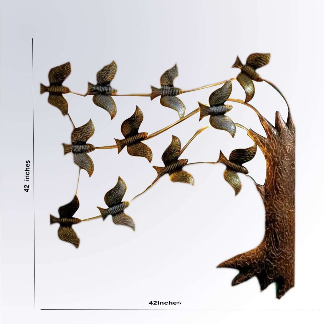 Handcrafted Metal Birds Frame with Led for Wall Decor Dimensions