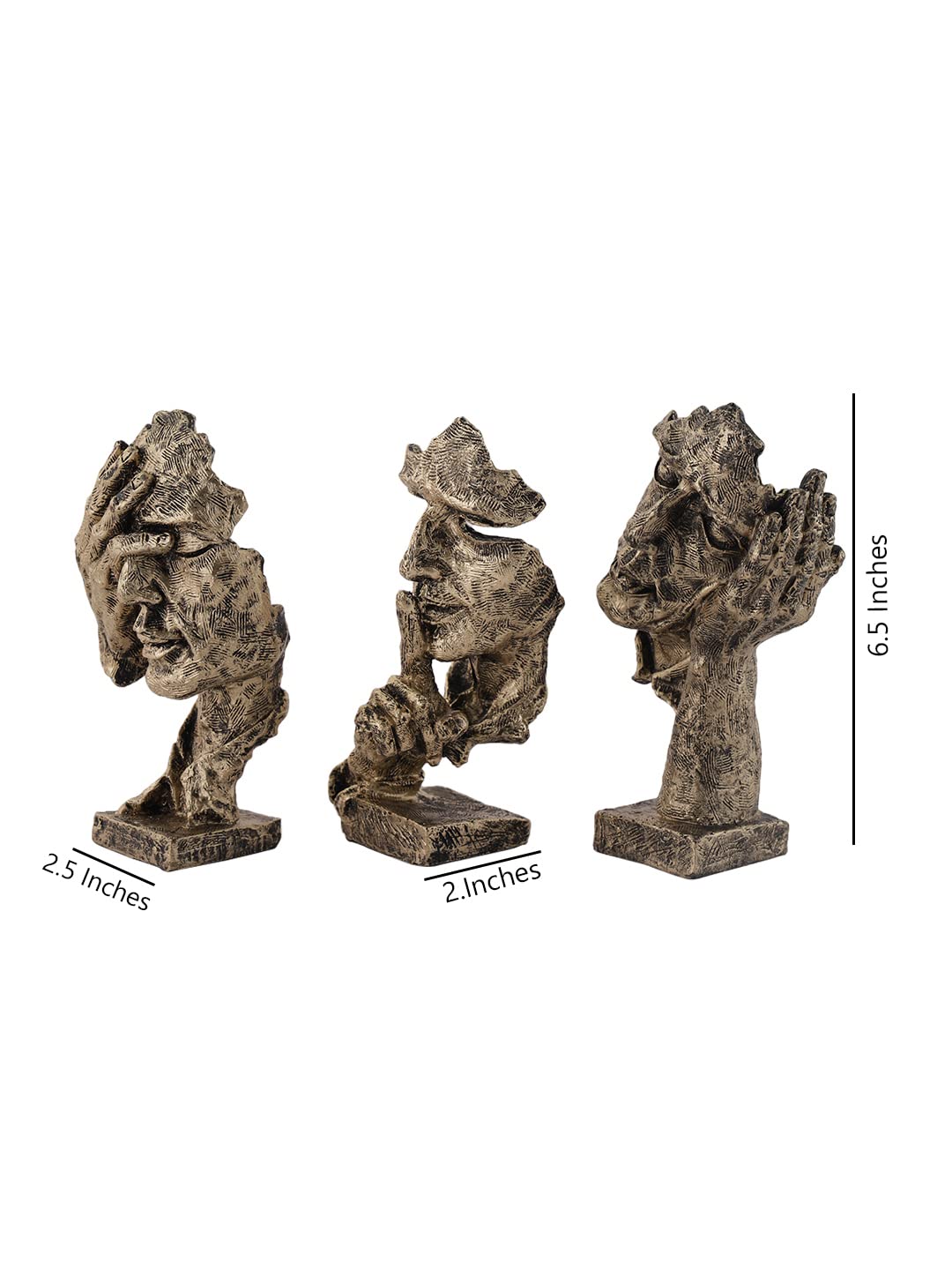 Handmade Human Face with Hand Showpiece Figurine for Home Office Table Decor (Set of 3)