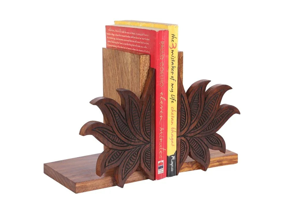 Handcarved Kamal Design Bookend In Sheesham Wood