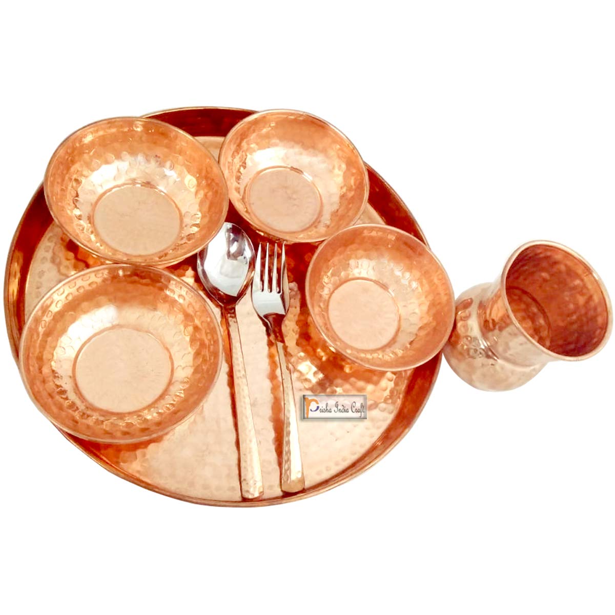 Pure Copper Dinner Thali Set, Serveware & Dinnerware, 9 Pieces