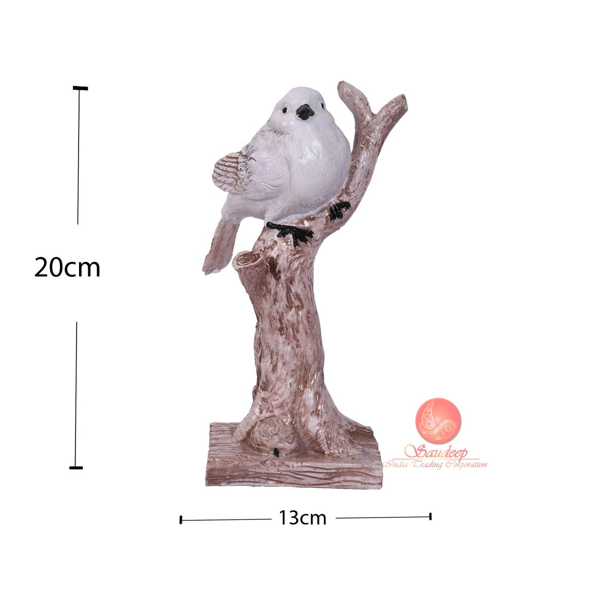 Polyresin Love Bird Sitting On Tree Branch Figurine