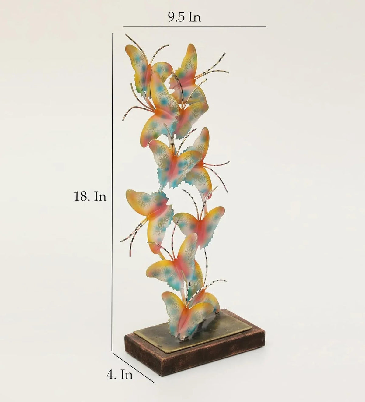 Multicolour Iron Anila Butterfly Showpiece Table Decor (Size 9.5 x 18 inches)