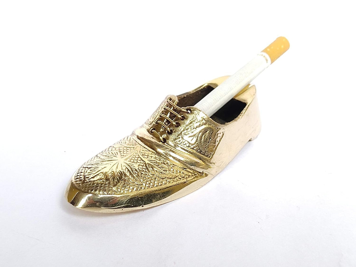 Handcrafted Brass Shoe Ashtray Design with white background