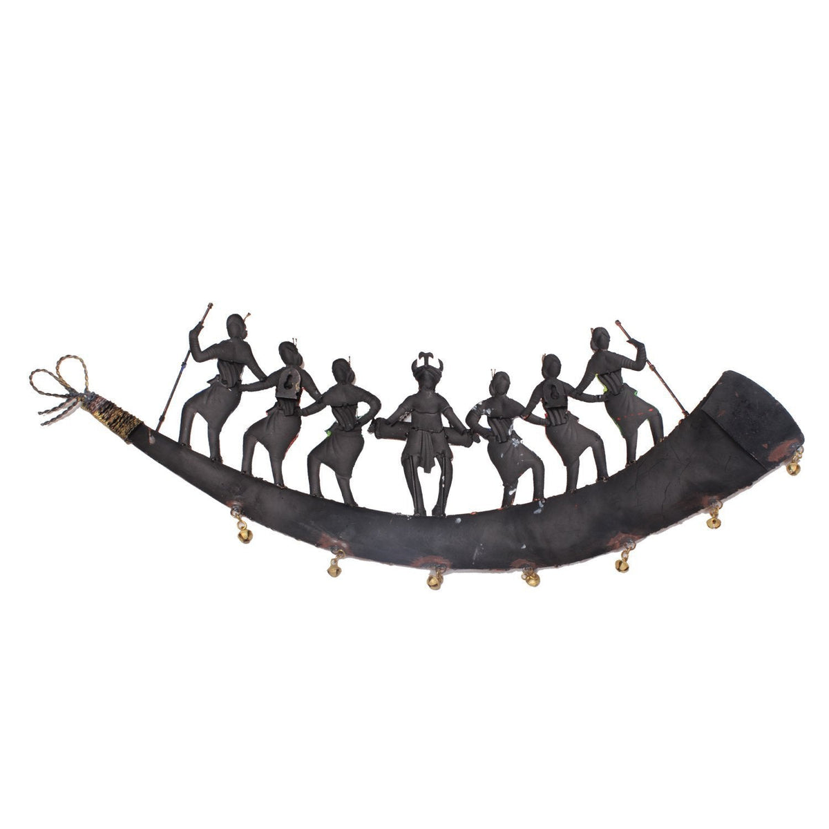 Tribal Musician Metal Wall Art – Multicolor Dancing Figures Wall Hanging