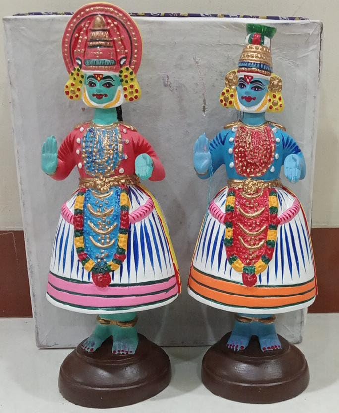 Handmade Kondapalli Katakali Dancing Dolls Pair