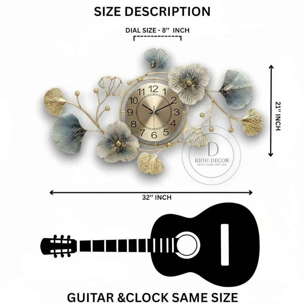 Elegant Floral Metal Wall Clock-ArtyCraftz.com