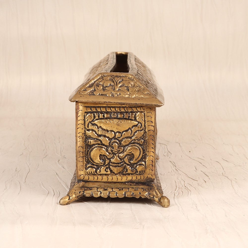 Brass Tissue Holder with Floral Engraving Decorative Tissue Box Cover