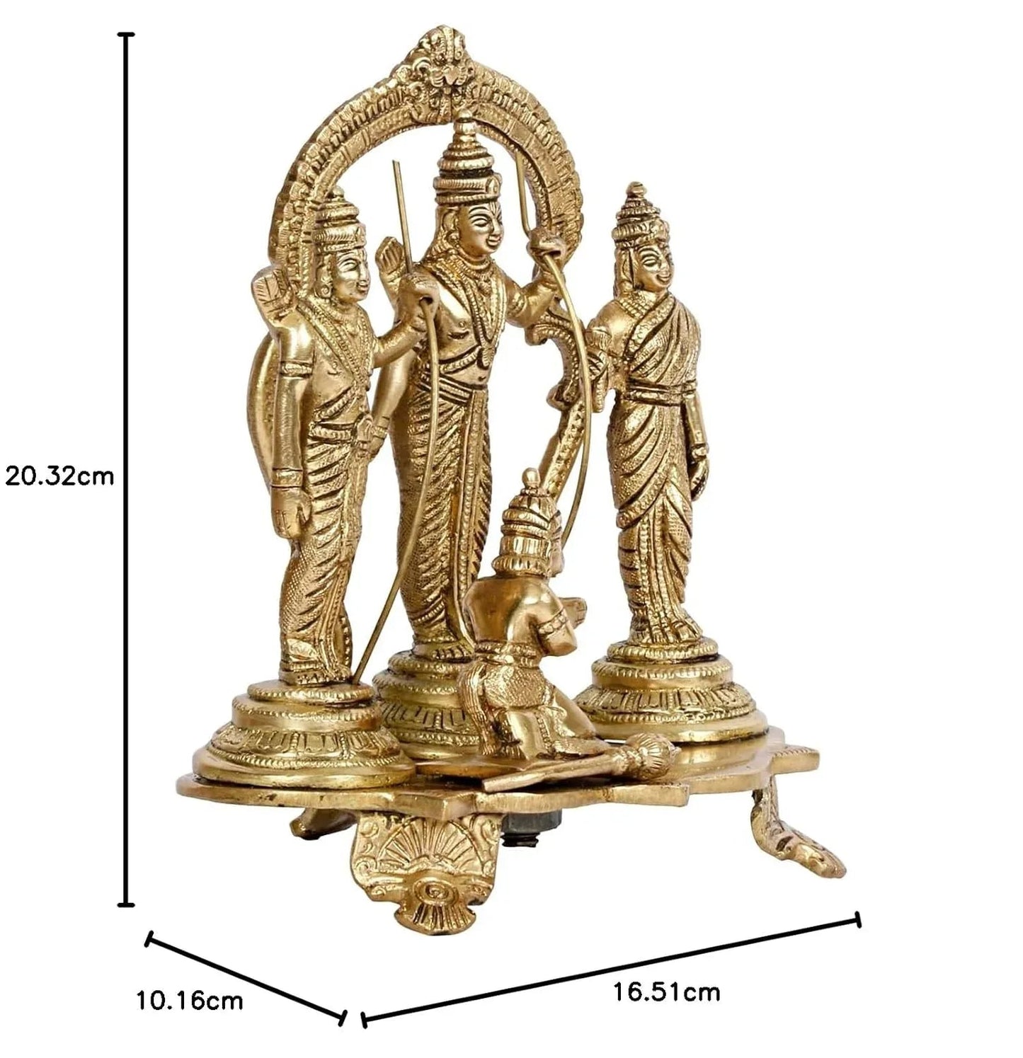 Brass Ram Sita Lakshman and Hanuman in Darbar with Dimensions