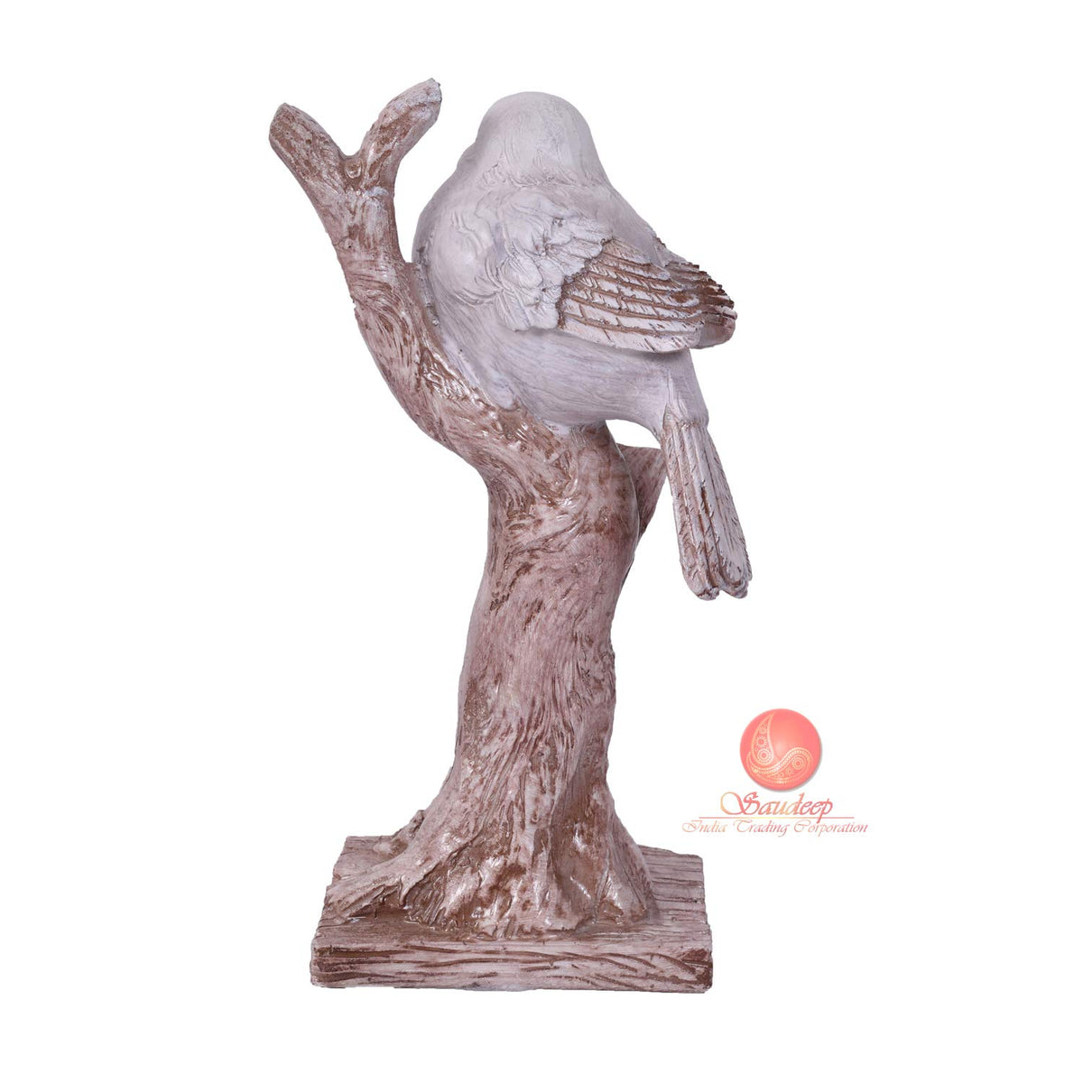 Polyresin Love Bird Sitting On Tree Branch Figurine