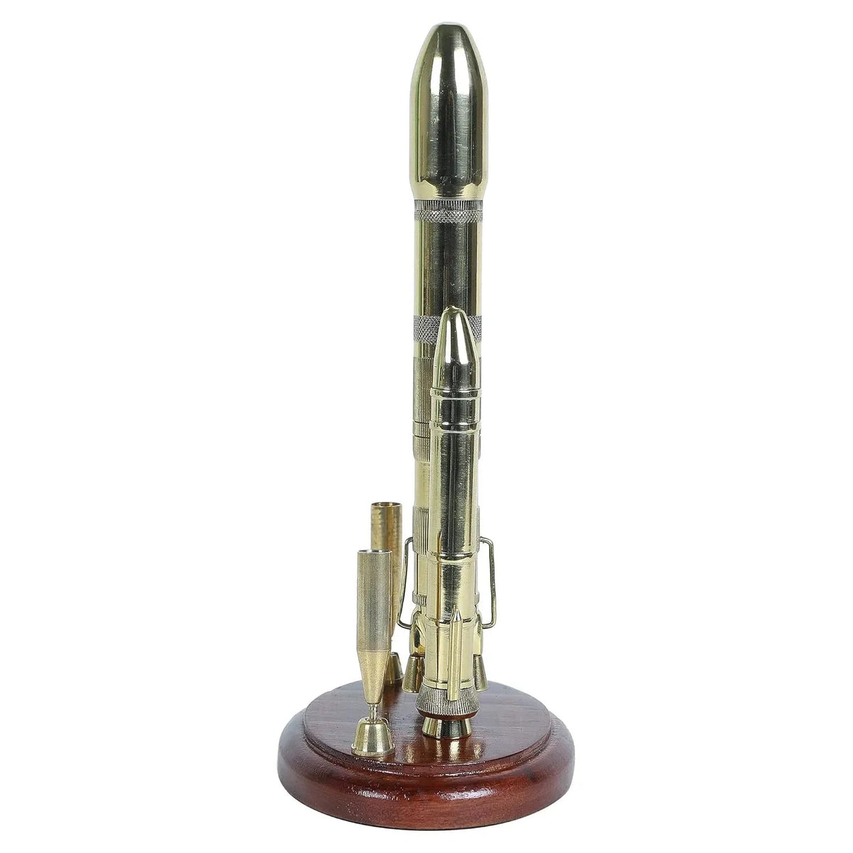 Rocket design Pen Holder 2 slots at solid wooden base