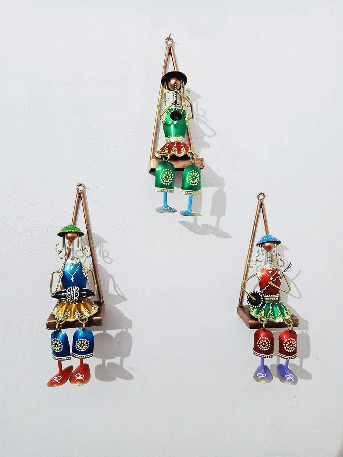 Handcrafted Metal Hanging Doll Musicians Wall Decor