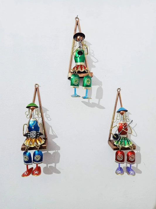 Handcrafted Metal Hanging Doll Musicians Wall Decor