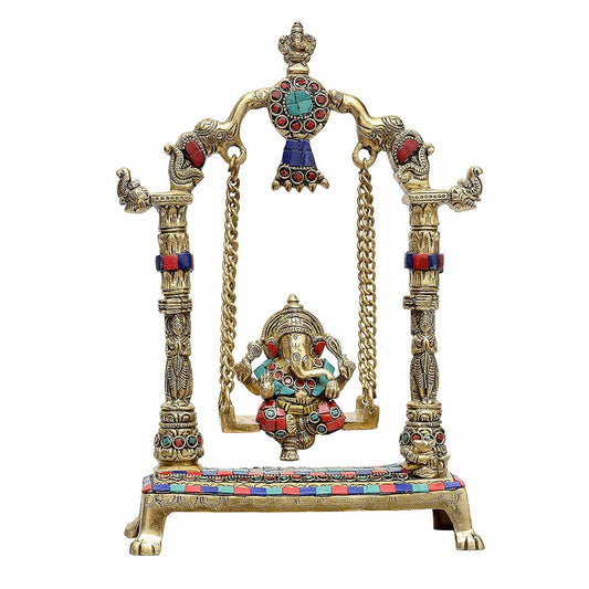 Brass Ganesha Swing Home Decor Gifting 11.6 Inches - ArtyCraftz.com