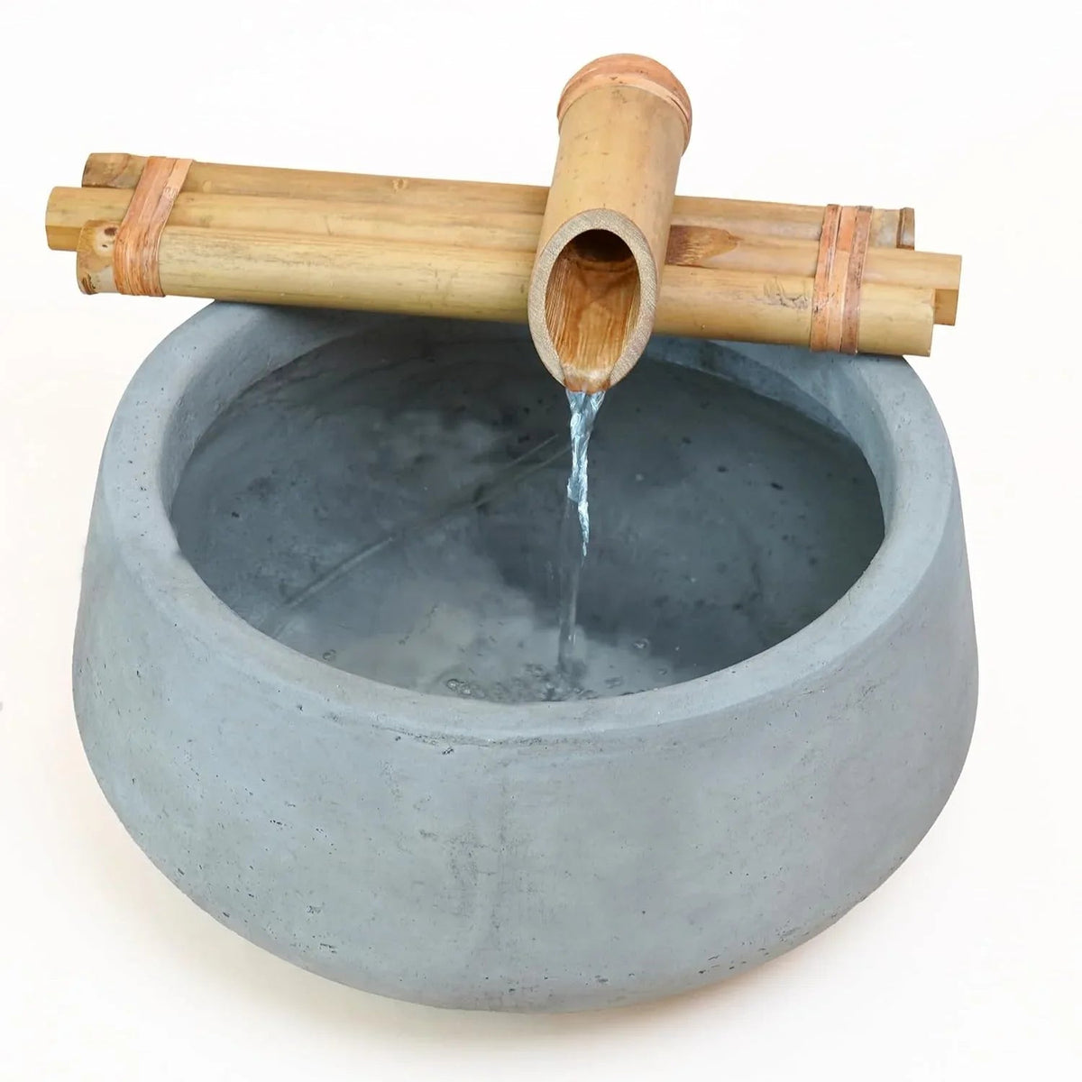 Bamboo Three Arm Water Spout & Pump Clear Image With Pot