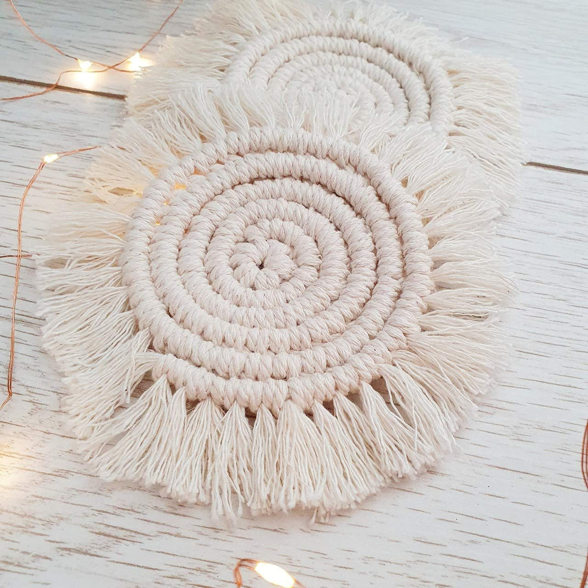 Elegant Macrame Coasters – Eco-Friendly Cotton – Set of 4