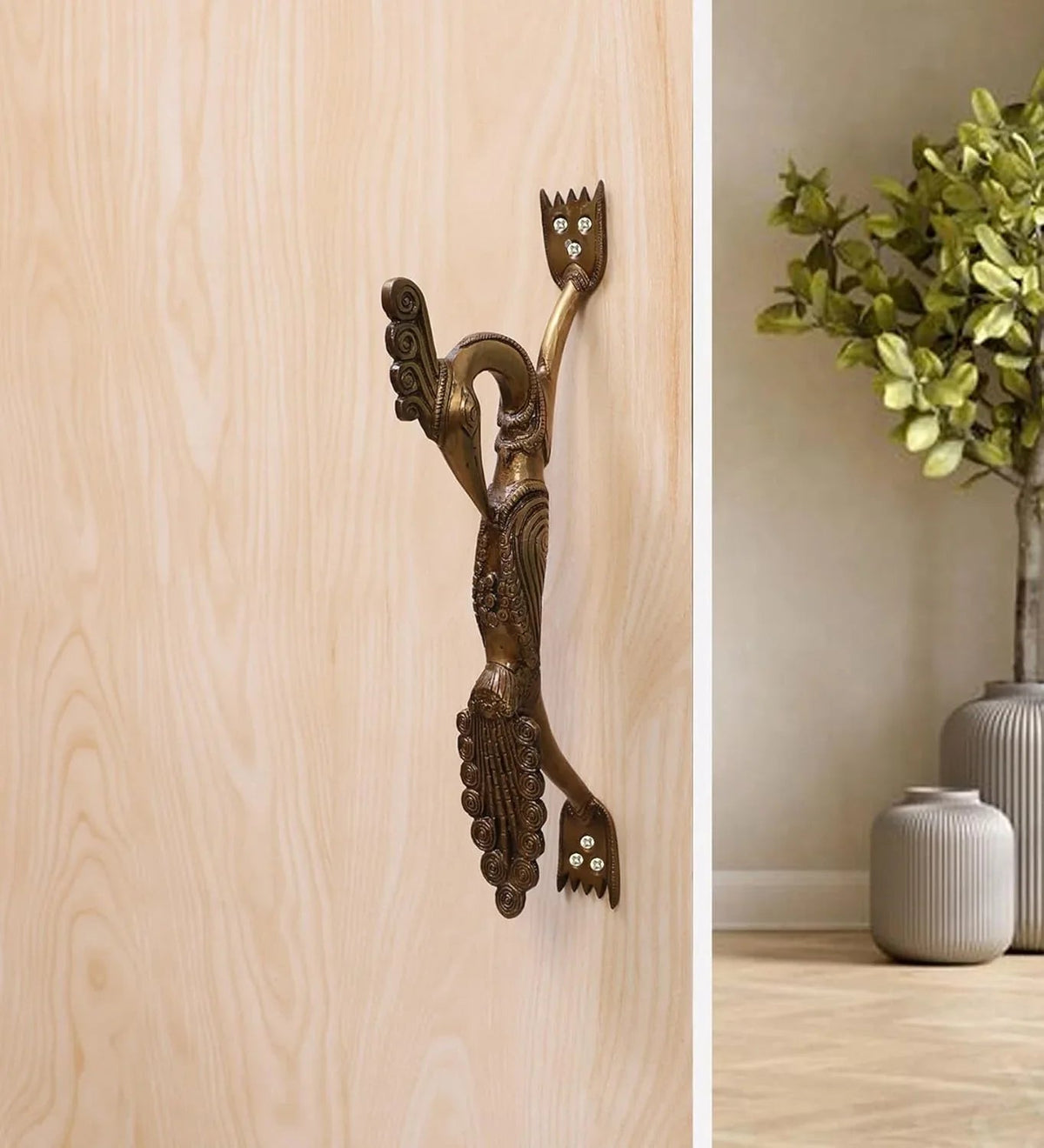Brass Peacock Door Handle-ArtyCraftz.com
