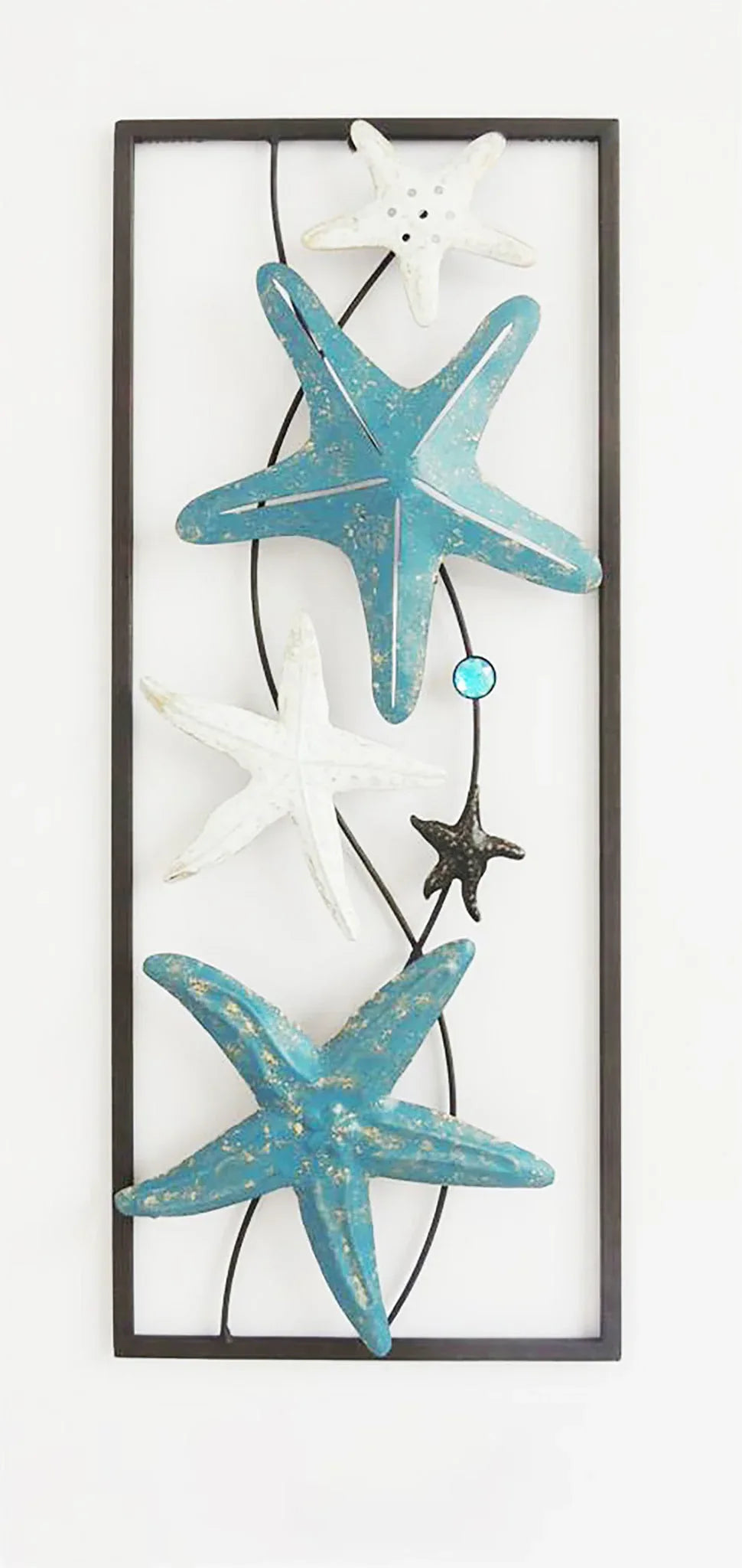 Turquoise Blue Star Fish Metal Wall Decor Frame