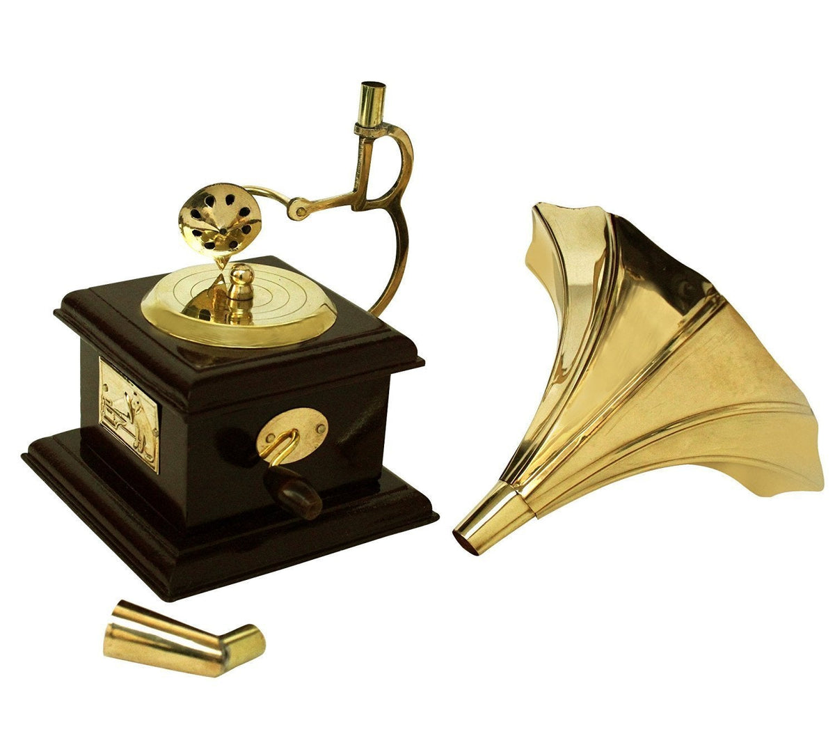 Antique Handcrafted Brass Gramophone, Music Shelf Table Decorative Showpiece