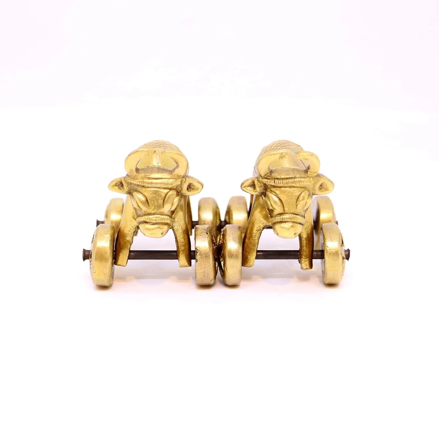Gold-colored mechanical wheel on a white background