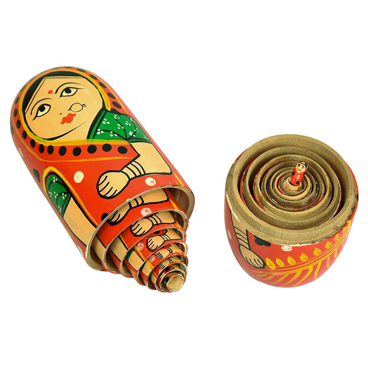 Wooden Nesting Dolls Set of 5-Handcrafted Traditional Decorative Dolls