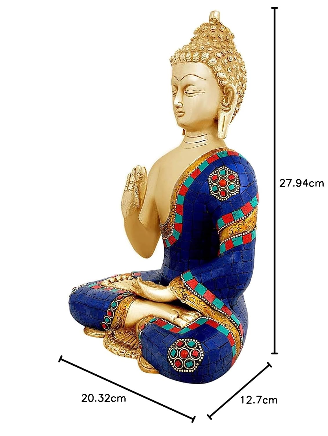 Brass Tibetan Blue Abhaya Buddha Statue for Home Decor & Meditation