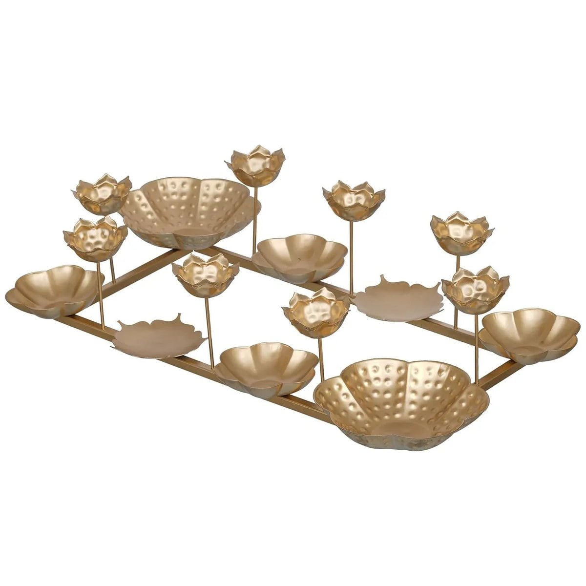 Decorative gold metal tray with bowl design