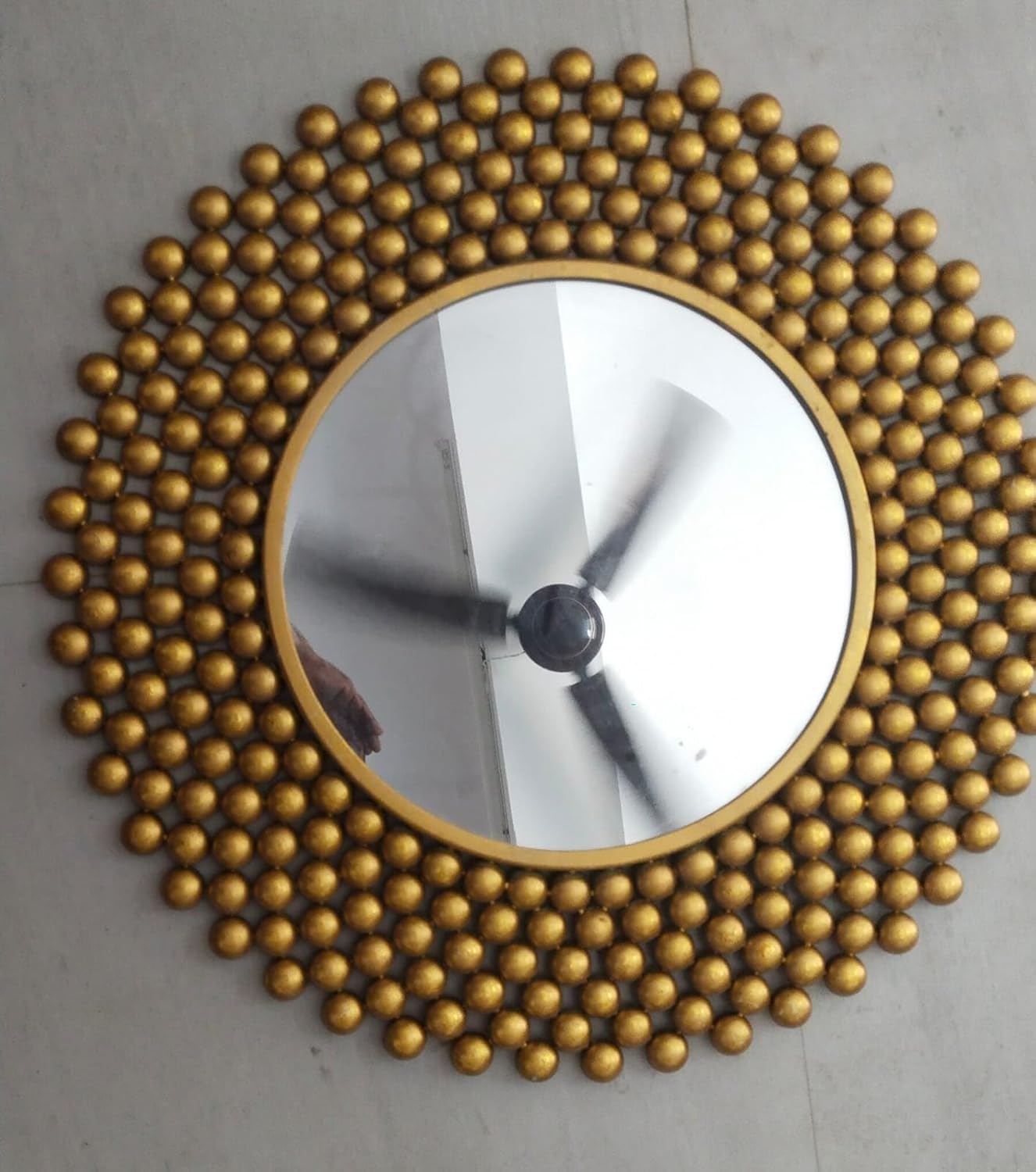 Large Beaded Sunburst Iron Wall Mirror-ArtyCraftz.com