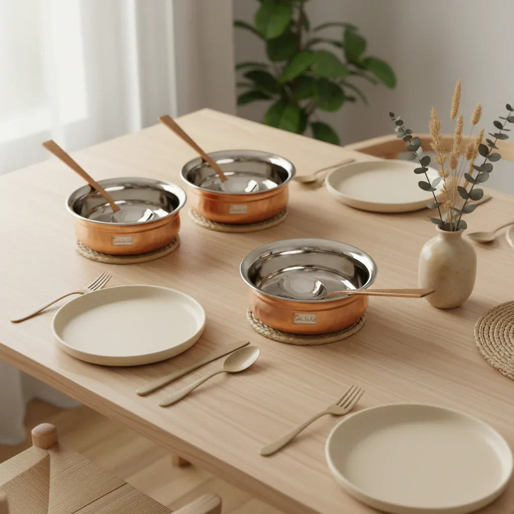 Copper Stainless Steel Serving Bowl Handi-ArtyCraftz.com-