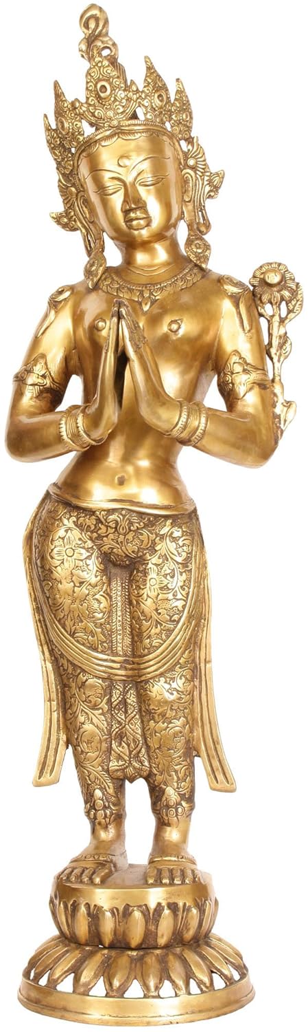 Handcrafted Brass Tara Devi Statue for Spiritual Home Decor