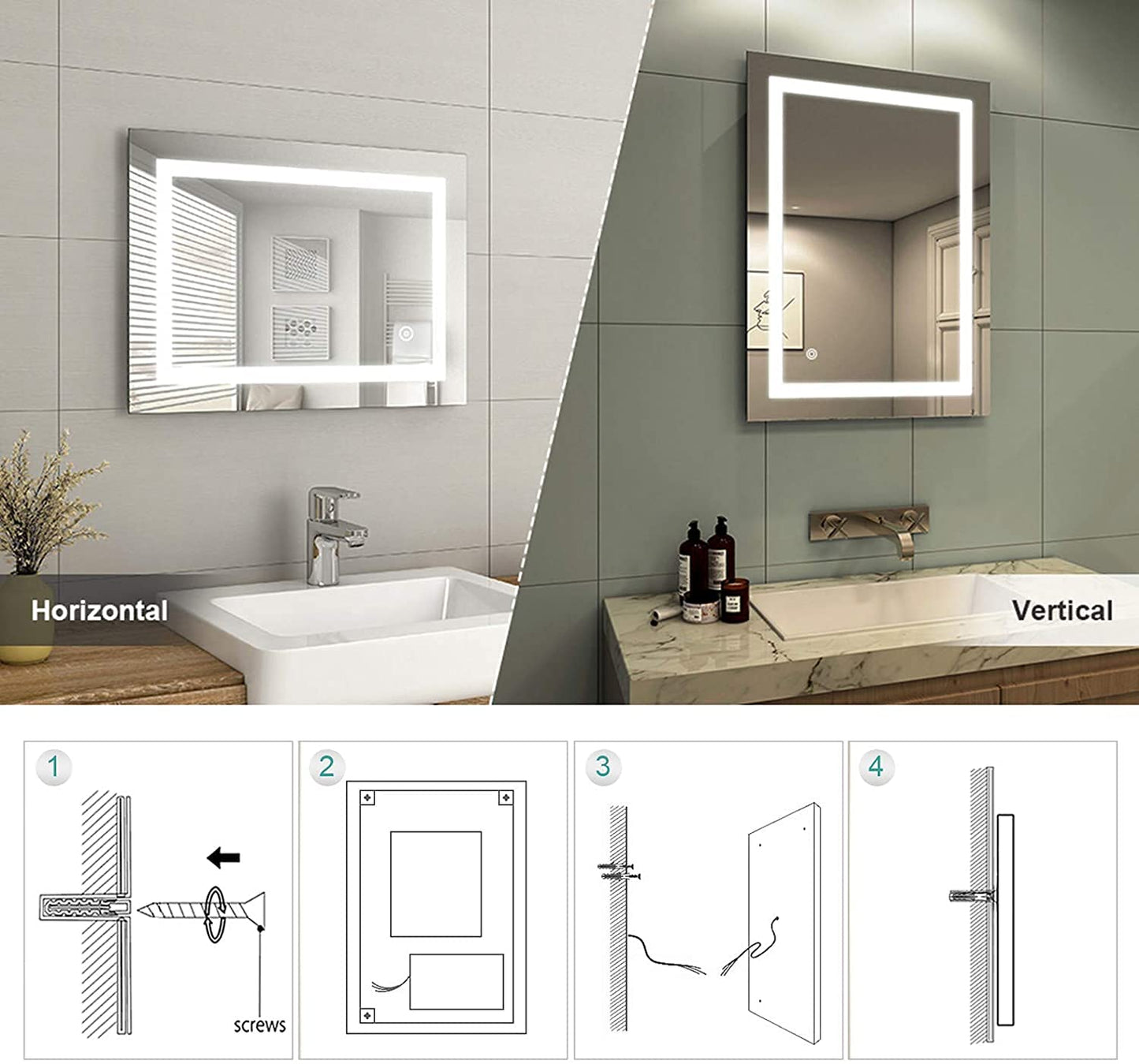 Premium Backlit LED Wall-Mounted Makeup Mirror