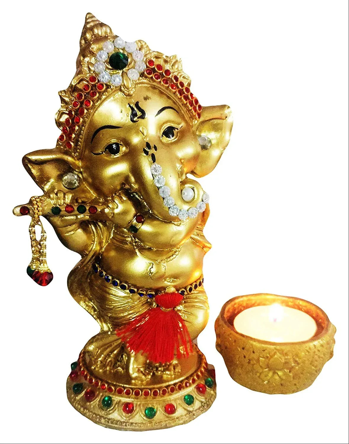 Polyresin Eco-Friendly Lord Ganesha Ganpati Idol Candle Holder Figurine