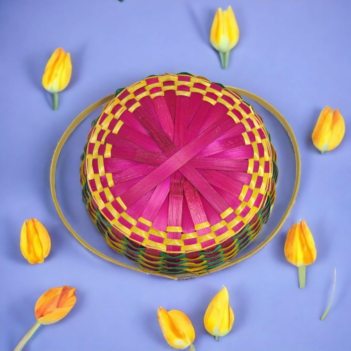 Handmade Bamboo Dual Colors Basket