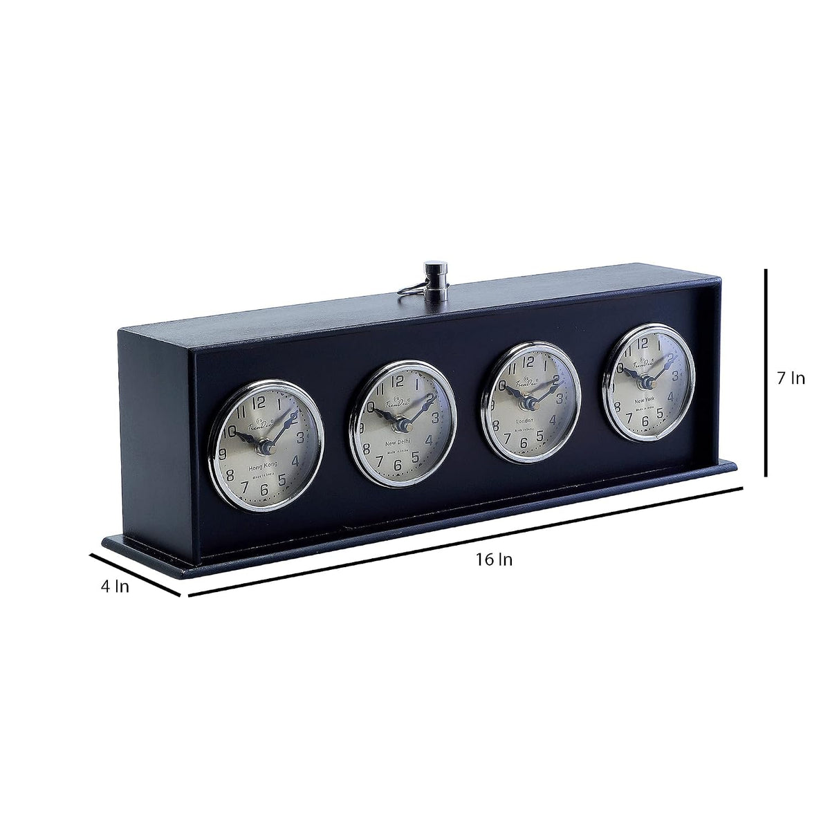Four Time Zone Wooden Desk Clock