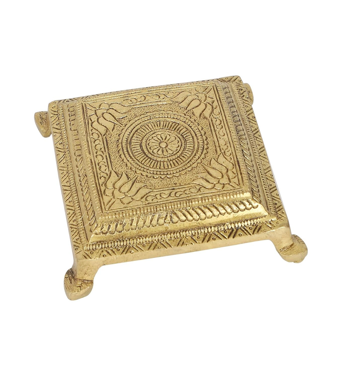 Handcrafted Brass Square Chowki