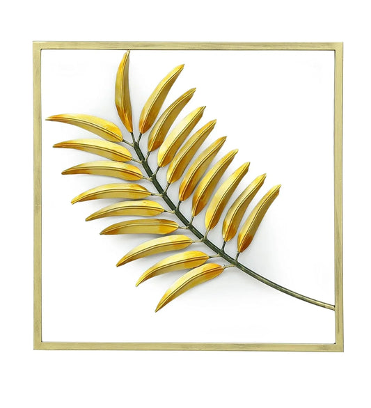 Wrought Iron Rich Golden Palm Wall Decor Hanging Sculpture