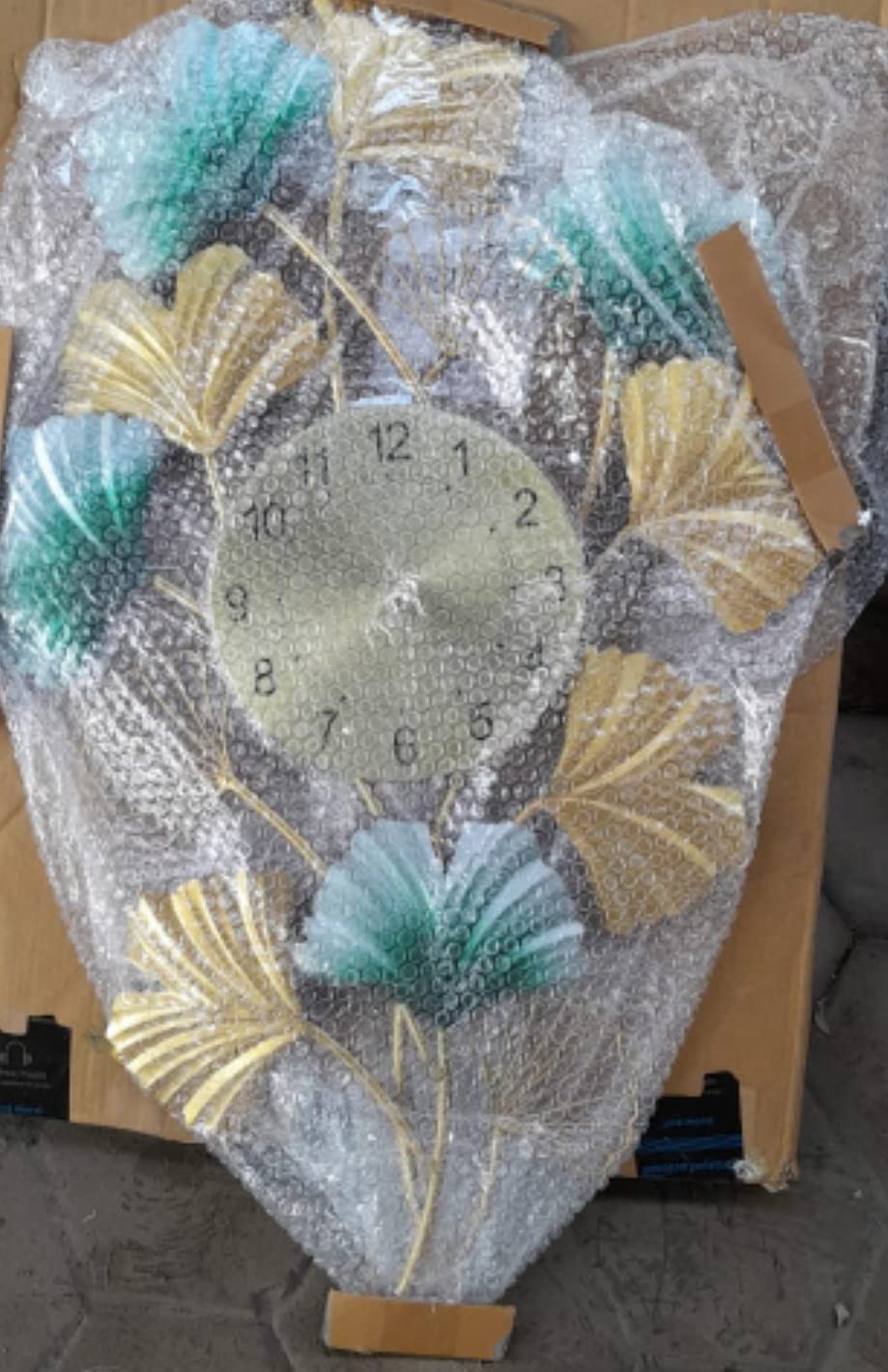 Luxury Floral Metal Wall Clock Gold & Teal - ArtyCraftz.com