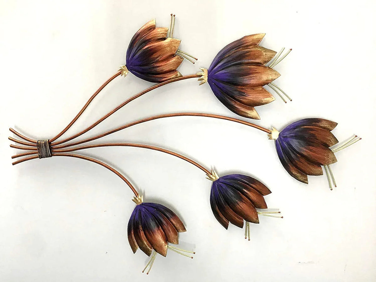 Metal Unique Antique Colorful Flowers Bunch Wall Decor