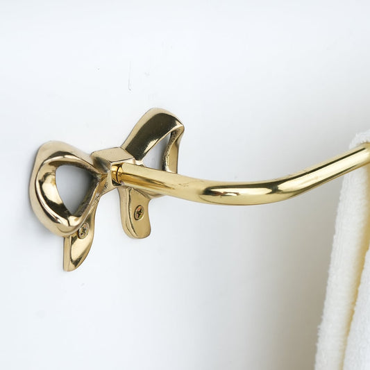 Brass Bow Towel Rod left View-ArtyCraftz.com