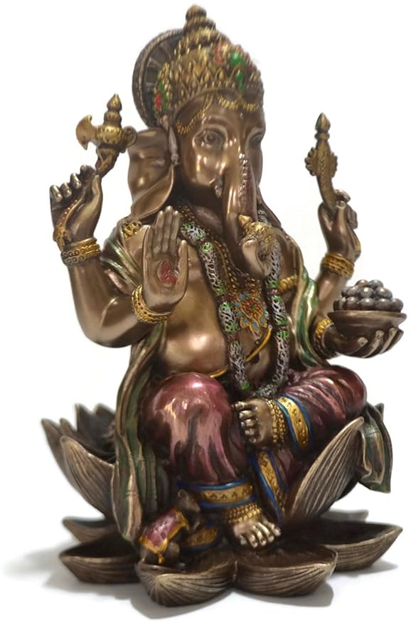 7 inches Bonded Bronze Gold Color Resin Ganesha Statue - ArtyCraftz.com