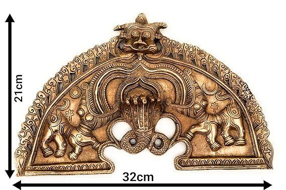 Brass Prabhavali Arch with Elephant & Kirtimukha Design (32 cm)-ArtyCraftz.com