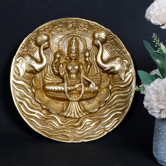 Brass Gaja Lakshmi Wall Hanging-ArtyCraftz.com