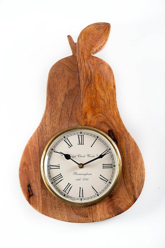 Mitali Wooden Analogue Apple Shape Wall Clock (Brown, 10 Inch)