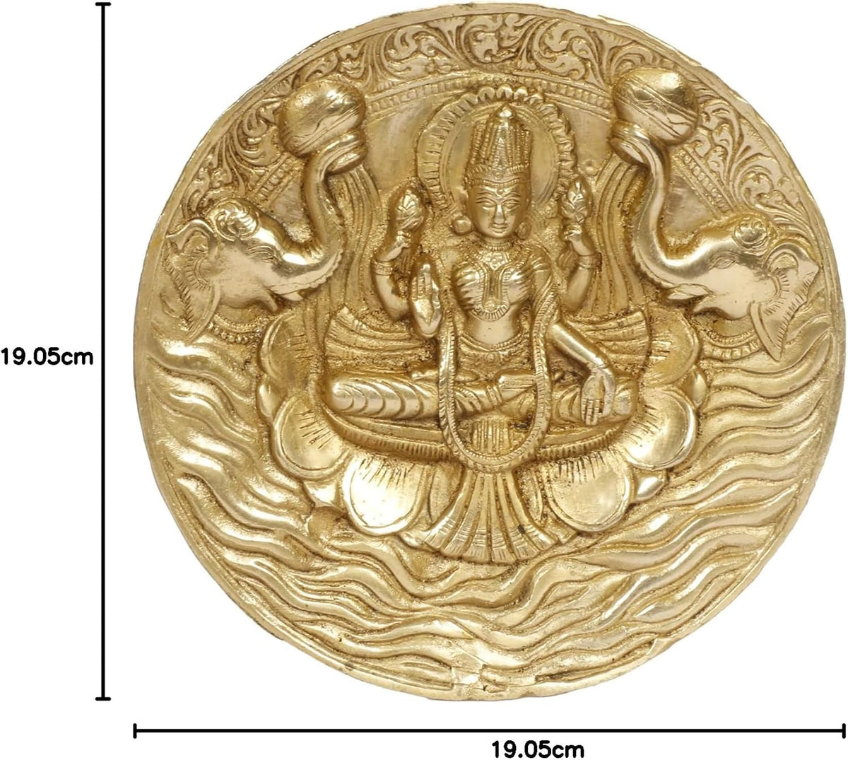 Brass Gaja Lakshmi Wall Hanging 7.5 Inch Round Lakshmi Decor