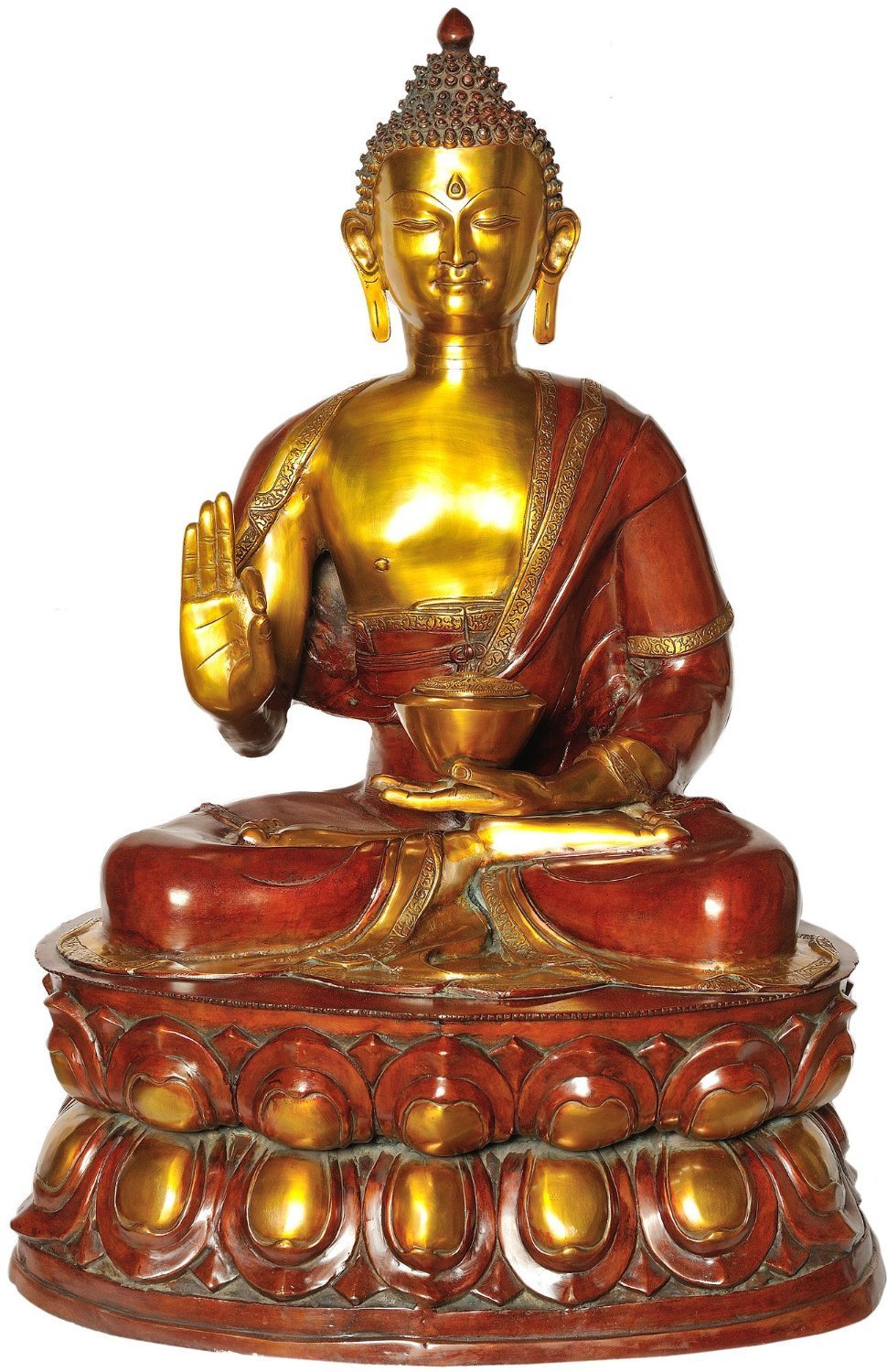 Large Buddha Statue in Brass Finish – Luxury Meditation Buddha Idol for Home Decor (38 Inches)